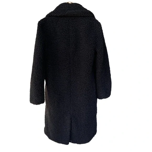 J. Crew Teddy Sherpa Black Double Breasted Coat #BA548 Medium Petite - Picture 5 of 8